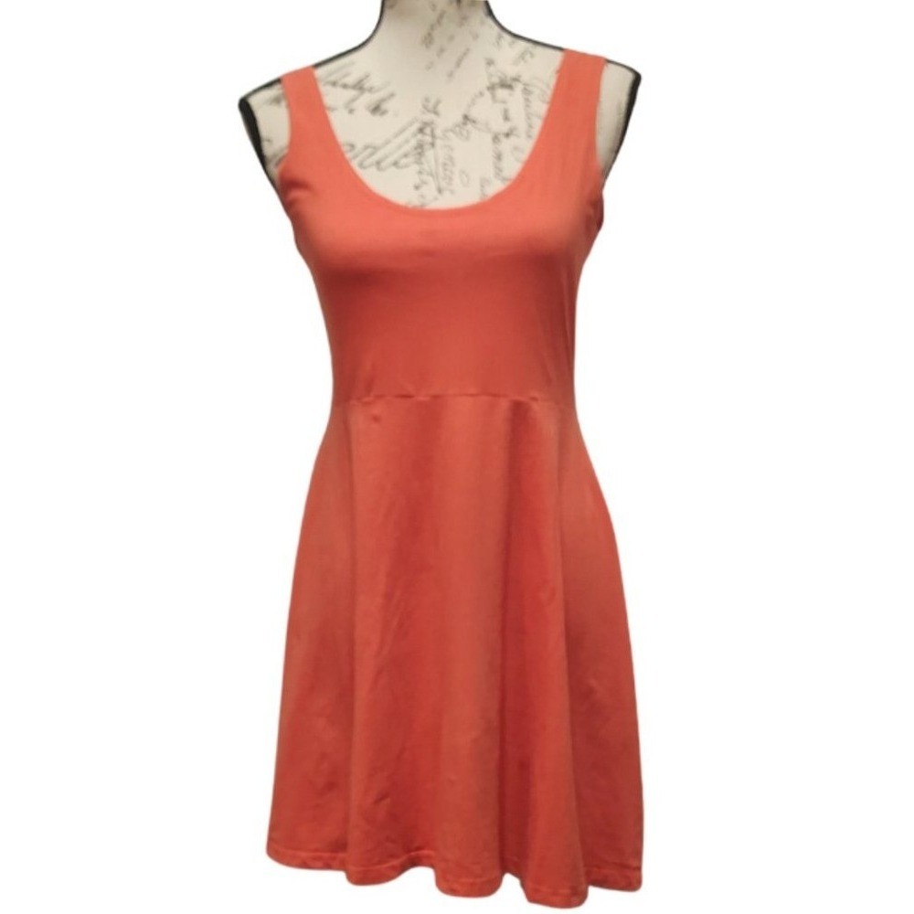 Angie Coral Y2K Twee Jersey Knit Skater Dress Large Fit & Flare Indie Sleeze